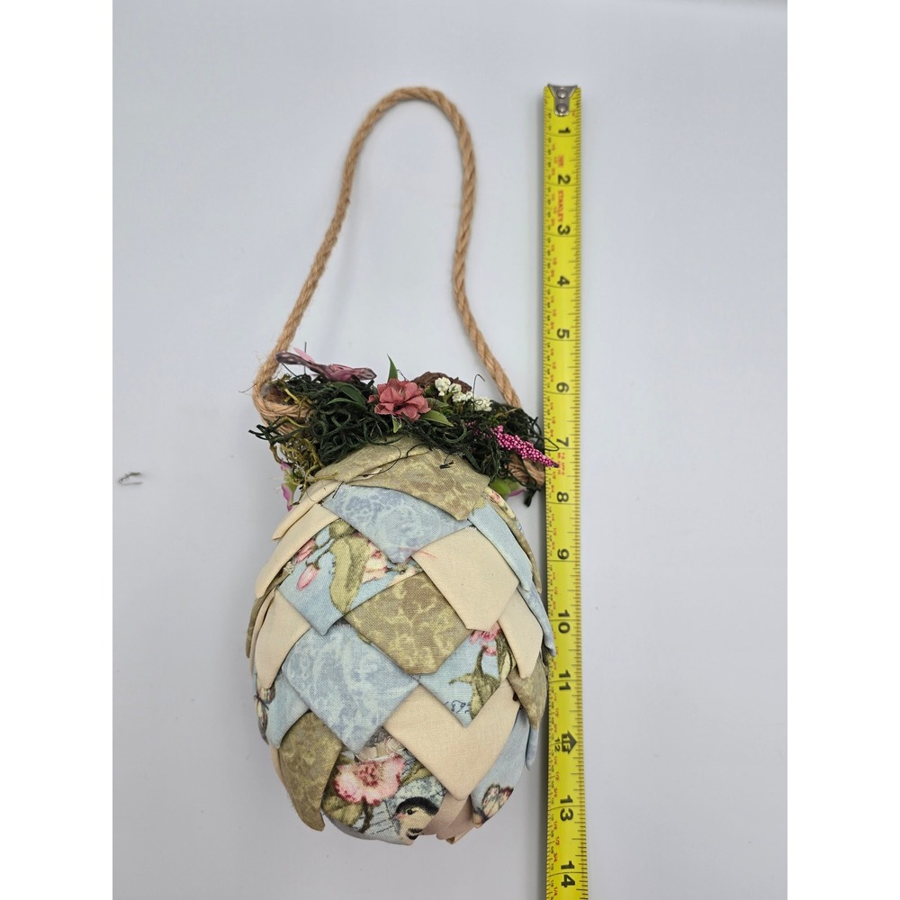 Handcrafted Quilted Easter Egg Ornament Spring Bird Nest Butterfly‎ Decor - Picture 6 of 6